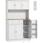 HOMCOM - Armoire 68 po avec station de recharge - blanc-Grande capacité avec quatre armoires, un tiroir et trois étagères réglables 