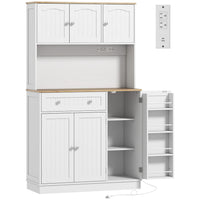 HOMCOM - Armoire 68 po avec station de recharge - blanc-Grande capacité avec quatre armoires, un tiroir et trois étagères réglables 