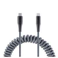 LOGiiX - Piston Connect Coil USB-C vers Lightning - Gris-Câble spiralé extensible de 1,8 m (~ 5,9 pieds) pour charger des appareils USB Type-C