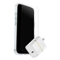 OtterBox - Protection+Power Kit (Symmetry MagSafe a/Glass + Wall Charger 30W White) pour iPhone 17 Pro - Transparent-Étui MagSafe transparent Symmetry