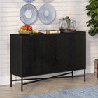 Hudson&Canal - Buffet Brighton 48" de largeur - Grain noir-Construit en acier robuste, en bois d'ingénierie de haute qualité et en matériaux PVC dans une finition grain noir artisanale