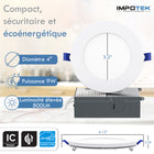 Impotek - Luminaire encastré au plafond DEL 4 po 9W 5CCT gradable avec veilleuse – Paquet de 12-Garantie limitée de 5 ans du fabricant