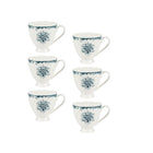 Casa Domani - Tasse sur pied Rosetta Antique Bleu 310 ml - Pack de 6-Fait de porcelaine avec des décalcomanies pour améliorer les détails complexes.