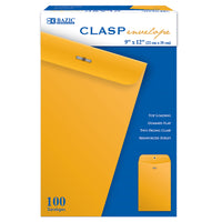 Bazic Products - Enveloppes fermoir, 9 po x 12 po, Pack de 100-Taille : 9 po x 12 po (22 cm x 30 cm)