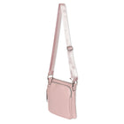 Nicci - Sac à bandoulière pour femme avec poche avant zippée - Rose -Longue bandoulière réglable en toile (hauteur de 11,81 po à 22,83 po)