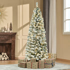 HOMCOM - Sapin de Noël artificiel 6' enneigé pré-illuminé avec lumières - vert-250 LED blanc chaud intégrés et mode de lumière constante afin de créer une ambiance festive de fin d'année (sans contrôleur) 