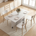 HOMCOM - Table à manger pliante à abattant avec tiroir et étagères de rangement pour 4-6 - blanc-Le grand plateau offre suffisamment d’espace pour jusqu’à quatre personnes 