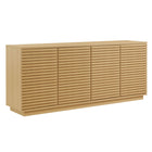 Modway - Render 4 portes Cannelé Meuble de télévision pour meuble de buffet - Chêne-Table buffet de buffet moderne du milieu du siècle de 71 pouces