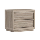 Manhattan Comfort - Table de nuit contemporaine Navis 26" à 2 tiroirs - Chêne naturel-Les glissières de tiroir lisses assurent une ouverture et une fermeture sans effort