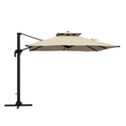 Outsunny - Parasol carré déporté de terrasse avec rotation à 360° - 10 pi - kaki-Mât rotatif à 360° pour orienter la toile où vous voulez sans déplacer la base