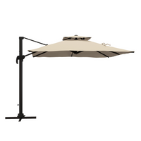 Outsunny - Parasol carré déporté de terrasse avec rotation à 360° - 10 pi - kaki-Mât rotatif à 360° pour orienter la toile où vous voulez sans déplacer la base