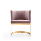 Manhattan Comfort - Chaise de salle à manger moderne Aura 62 cm en velours rose et laiton poli-Conception de cadre flottant avec dossier incurvé