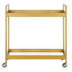 Hudson&Canal - Chariot de bar Cooper 33" de largeur - Laiton-Comprend un plateau et une étagère en verre trempé