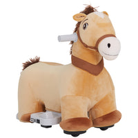 Qaba - Cheval électrique 6V à chevaucher pour enfants avec musique - brun-La forme de cheval mignonne stimule l’imagination des enfants et les ravit 