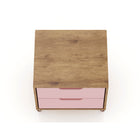 Manhattan Comfort - Table de nuit Rockefeller 50,98 cm style mid-century moderne à 2 tiroirs - Nature et Rose Pink-17,62 po L x 20,08 po l x 21,65 po H