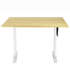 Ezywork - Bureau assis-debout réglable en hauteur manuellement - Cadre blanc / Plateau en bois clair-Plateau de table d'une seule pièce 48" x 24" (120 cm x 60 cm)