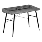 Monarch Specialties - 7540 Bureau 48 po L - Fausse Pierre Grise/Metal Noir-Bureau d'ordinateur au fini faux pierre gris avec une petite huche avec une longue tablette et 2 compartiments de rangement