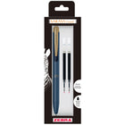 Zebra - Stylos à encre gel rétractables Sarasa Grand avec 2 recharges - pointe de 0,5 mm - Corps bleu-gris - Encre bleue-Encre à séchage rapide – Sans bavures. Sans bavures