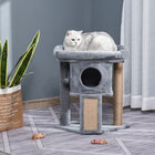 PawHut - Arbre à chat, petite tour avec perchoir, poteau à griffer - gris-Coussin à griffer en jute inclus, permettant aux chats d’aiguiser leurs griffes et de les dissuader d’utiliser vos meubles 