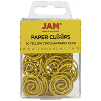 JAM Paper - Trombones circulaires - trombones ronds - jaunes - paquet de 50-Couleur : Jaune
