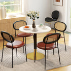 HOMCOM - Table à manger ronde avec plateau effet marbre pour cuisine - blanc-Plateau de table rond spacieux pouvant accueillir nourriture et boissons 