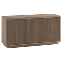 Hudson&Canal - Meuble TV rectangulaire cannelé Hanson pour téléviseurs jusqu'à 55 pouces, finition chêne gris vieilli-Un design transitionnel moderne pour votre bureau à domicile, votre chambre ou votre espace de vie