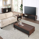 Manhattan Comfort - Table basse Duane 120 cm style mid-century moderne - marron foncé et noir-10