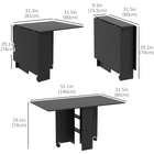 HOMCOM - Table à manger pliante à abattant 55 po avec étagères de rangement pour 4-6 - noir-Se replie en une unité compacte, économisant de l'espace lorsqu'il n'est pas utilisé