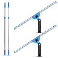 Gritt Commercial - Ensemble de nettoyage de vitres - Raclette pivotante de 18 po pour fenêtres - Perche télescopique de 6 pi - Lot de 2-2 outils pour un nettoyage de vitres professionnel