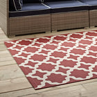Modway - Cerelia Treillis marocains intérieurs et extérieurs Tapis de comédie 8 pi l x 10 pi L - Rouge et beige-Dessous en caoutchouc de prise