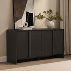 Manhattan Comfort - Novara 60" Buffet contemporain à 4 portes - Noir-Mécanisme de porte à poussée pour une conception épurée et sans poignée
