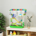 PawHut - Cage pour hamster 18,5 po L avec système de tubes et roue d'exercice - Vert-Petite maison sur perchoir offrant un espace de repos confortable
