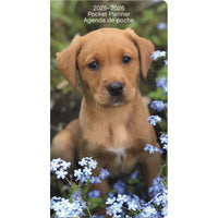 DateWorks - Planificateur de poche mensuel Chiots 2025-2026 - 3,5 po x 6,5 po - Bilingue-Juin 2024 - Décembre 2026