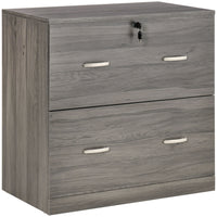 Vinsetto - Armoire de classement latérale à 2 tiroirs avec serrure - gris-Le classeur à 2 tiroirs accueille des dossiers suspendus format lettre 