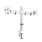ShoppingAll - Support de bureau pour double écran LCD LED avec 2 options de montage - Blanc-Peut accueillir deux moniteurs 13"-32" avec des trous de montage VESA de 75mm x75mm ou 100mm x 100mm, supporte un poids jusqu'à 17,6lb/8kg.