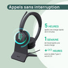 Yealink - Casque BH70 Double BL - Casque pour téléphone et ordinateur - Certifié Microsoft Teams  - Noir-Connexions Bluetooth simultanées : 2