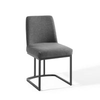 Modway - Amplify Base de traîneau Tissu rembourré Fauteuil d’appoint de salle à manger - Charbon noir-Fauteuil à manger Glam Deco