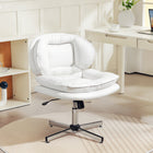HOMCOM - Chaise de bureau sans accoudoirs à croisillons - blanc-Leathaire respirant, imperméable et facile à nettoyer au quotidien
