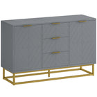 HOMCOM - Buffet 47,2 po L avec rangement - gris-Les portes à motifs géométriques associées à une base dorée ajoutent une touche artistique à la décoration intérieure 