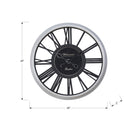 Monarch Specialties - Horloge - 20 po Rond - Horloge Murale - Noir - Argent - Transitionnel-Cadre en plastique argenté durable avec une surface en verre et des aiguilles en métal noir fixées sur une toile de fond noire de style vintage pour une touche décorative