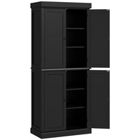 HOMCOM - Armoire de cuisine autoportante à 4 portes - noir-L'étagère à 6 niveaux offre suffisamment d'espace pour ranger la vaisselle, les ustensiles de cuisine, les appareils électroménagers et les produits secs 