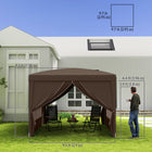 Outsunny - Tente de réception d'extérieur pliante 10 pi l x 10 pi L avec sac de transport, café-Construit avec un cadre en acier enduit de poudre pour une résistance et une durabilité supérieures