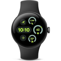 Google - Pixel Watch 3 - 41 mm - Bluetooth/Wi-Fi - Boîtier noir mat - Bracelet noir volcanique-Un affichage plus grand, un écran plus lumineux: Deux fois plus lumineux, 10% plus grand et plus réactif qu'avant, l'écran actua est conçu pour visualiser facilement vos statistiques et vos informations