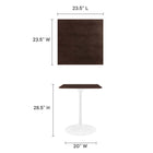 Modway - Lippa 24 po Carré Table à manger, Noyer cerisier blanc-Table en MDF