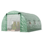 Outsunny - Serre tunnel à pied 13 pi x 9,8 pi x 6,6 pi avec 2 barres de support, blanc-Deux tiges de support détachables et amovibles assurent une stabilité renforcée  
