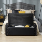HOMCOM - Banc ottoman de rangement moderne rembourré à dessus relevable - gris foncé-Convient à l'entrée, près de la fenêtre et au salon 