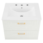 Modway - Daybreak 24" Vanette de salle de bain - Blanc blanc-VANITÉ DURABLE - Cette vanité est fabriquée en caoutchouc, MDF et particules avec une finition mate, et comprend un évier en céramique avec un comptoir intégré et des trous de robinet centraux de 8"