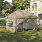 Outsunny - Tente auvent pliante 10 pi l x 10 pi L - Abri soleil instantané - Beige-Housse Oxford robuste avec revêtement argenté bloquant la plupart des rayons nocifs