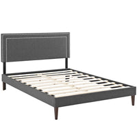 Modway - Jessamine Tissu Lit à plateforme complet avec pieds carrés effilés, Gris-Rembourrage fin en polyester