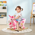 Qaba - Cheval à bascule pour bébé licorne avec chansons et ceinture de sécurité - rose-Mélodies apaisantes qui stimulent les sens auditifs des enfants pour un plaisir réaliste 